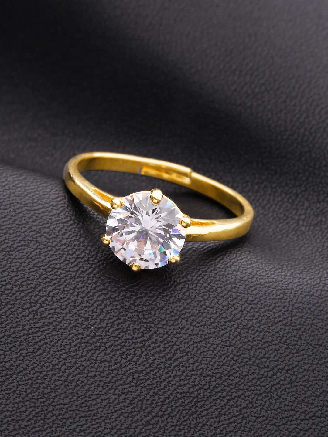 Gold-Plated Ad, American Diamond Studded Handcrafted Finger Ring