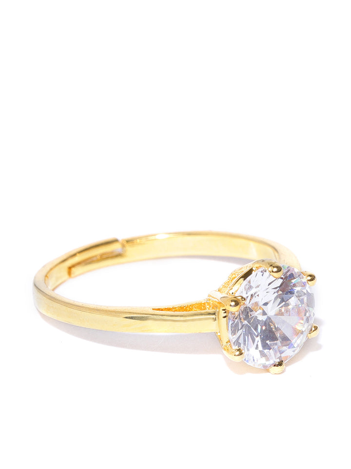 Gold-Plated Ad, American Diamond Studded Handcrafted Finger Ring