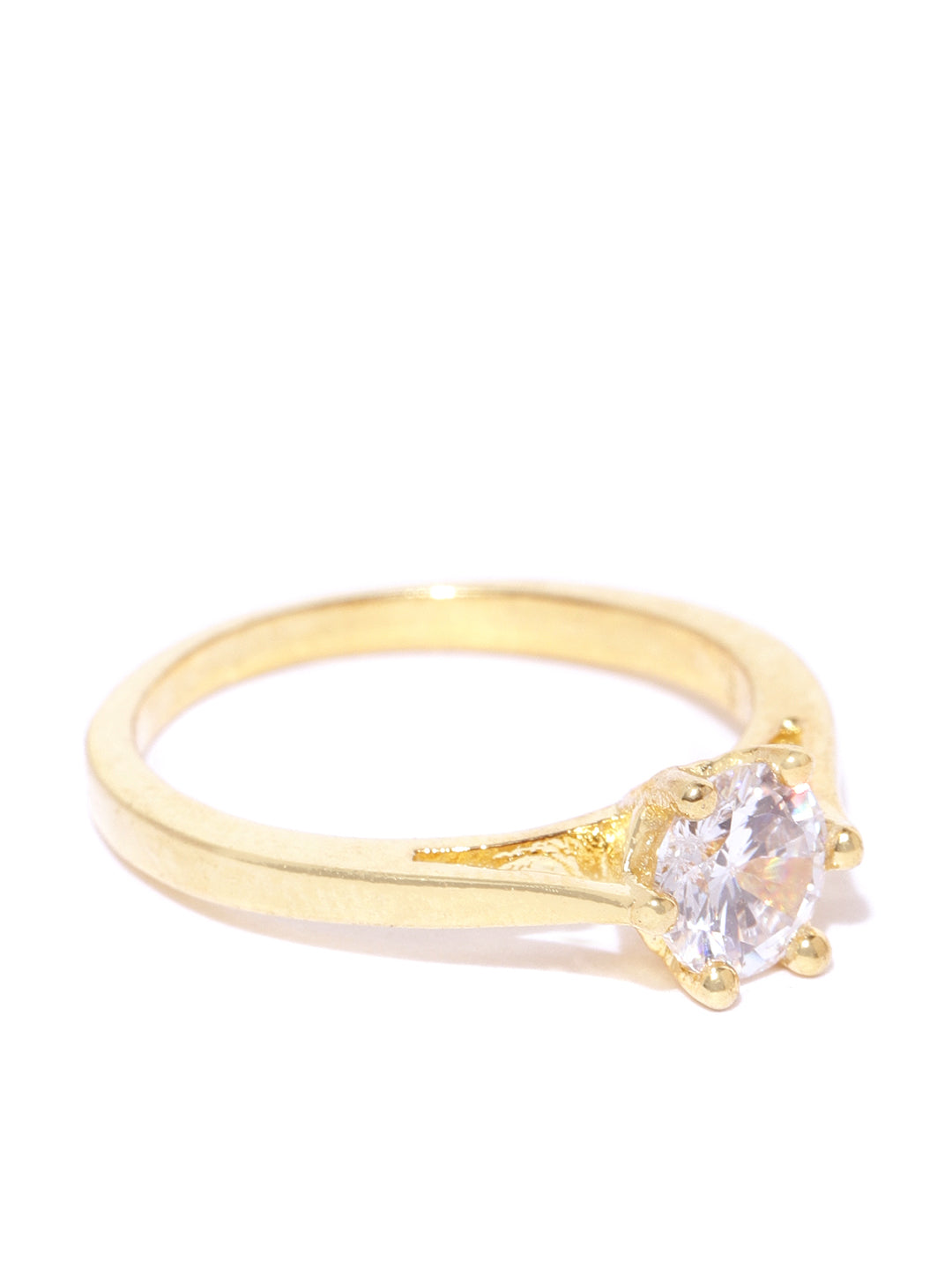 Forever Yours - Gold Plated American Diamond Studded Solitaire Finger Ring
