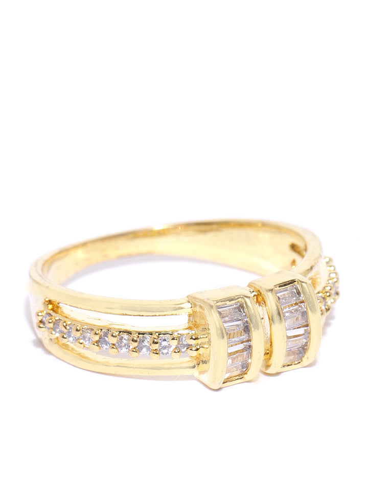 Love Knots - Gold Plated American Diamond Studded Finger Ring