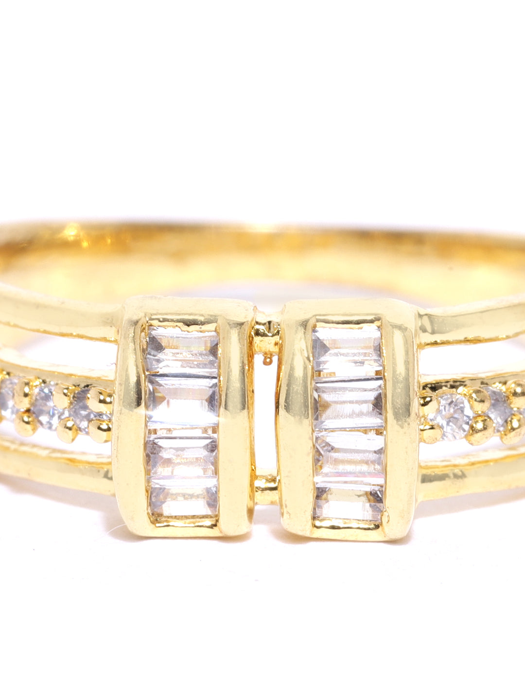 Love Knots - Gold Plated American Diamond Studded Finger Ring