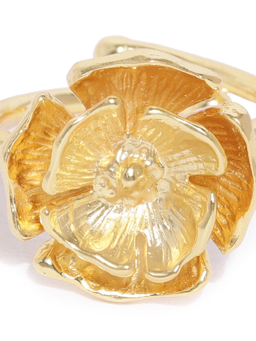 Gold-Plated Floral Patterned Ring