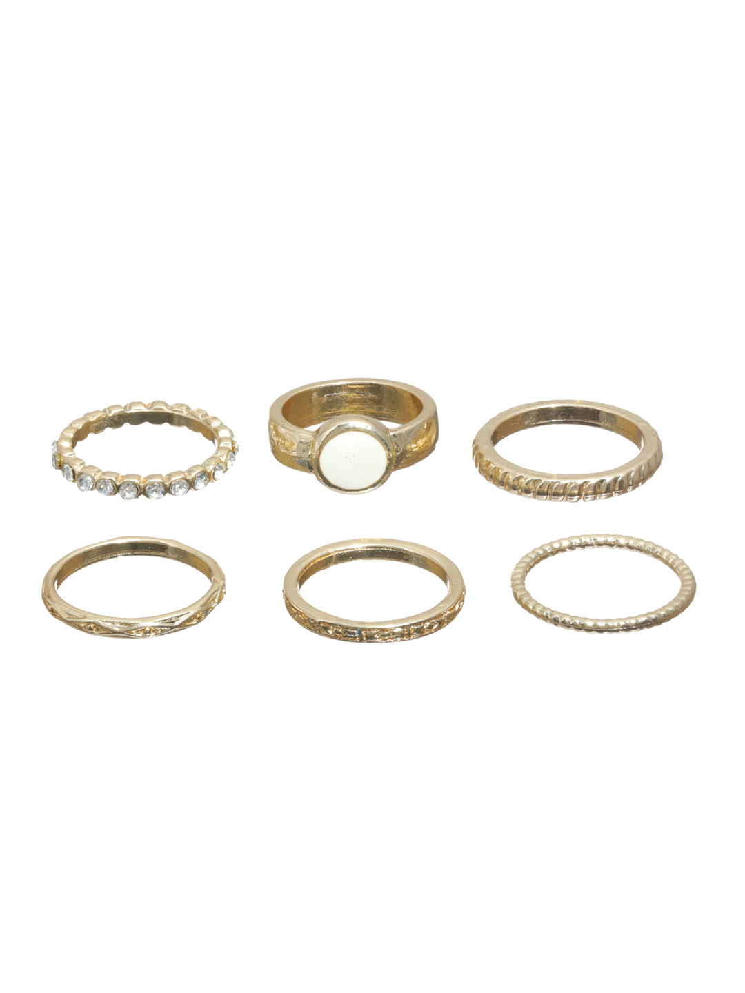 Prita Stylish Gold Plated Ring Set of 6