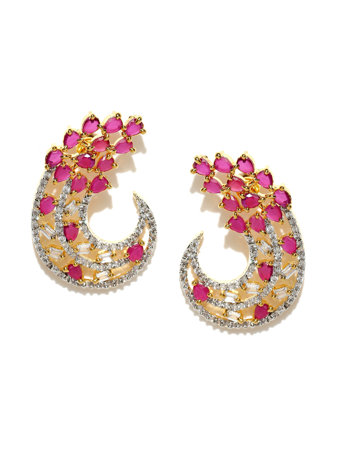 Stunning Partywear American Diamond & Ruby Earrings For Girls or Women