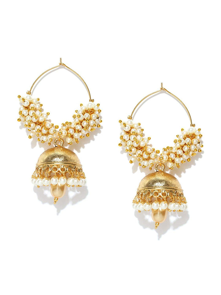 Party Wear 18k Gold Plated Polki & Pearl Jhumki/Jhumka Earrings For Girls and Women