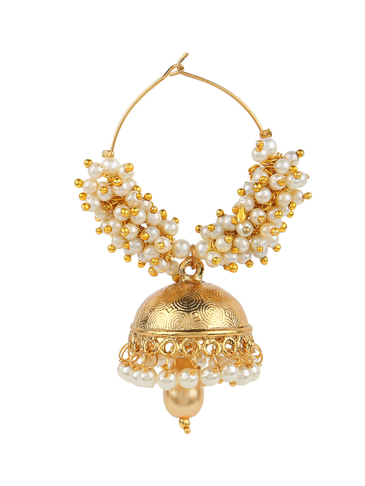 Party Wear 18k Gold Plated Polki & Pearl Jhumki/Jhumka Earrings For Girls and Women