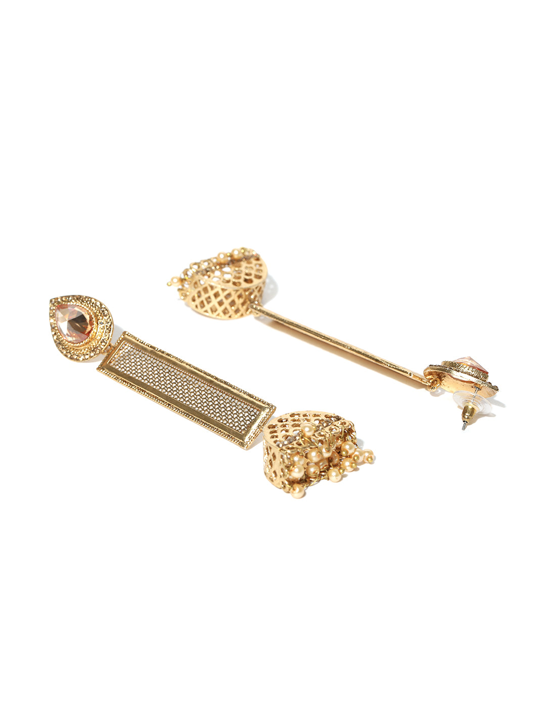 Golden Partywear Pearl Danglers Earrings For Girls and Women
