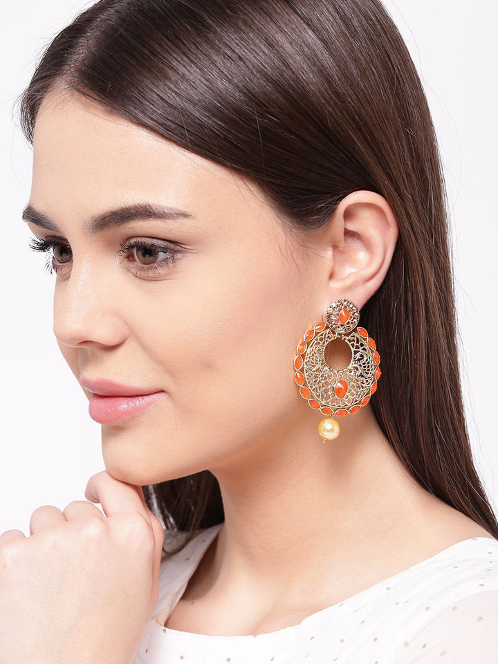Orange Party Wear Drop Earrings For Girls and Women