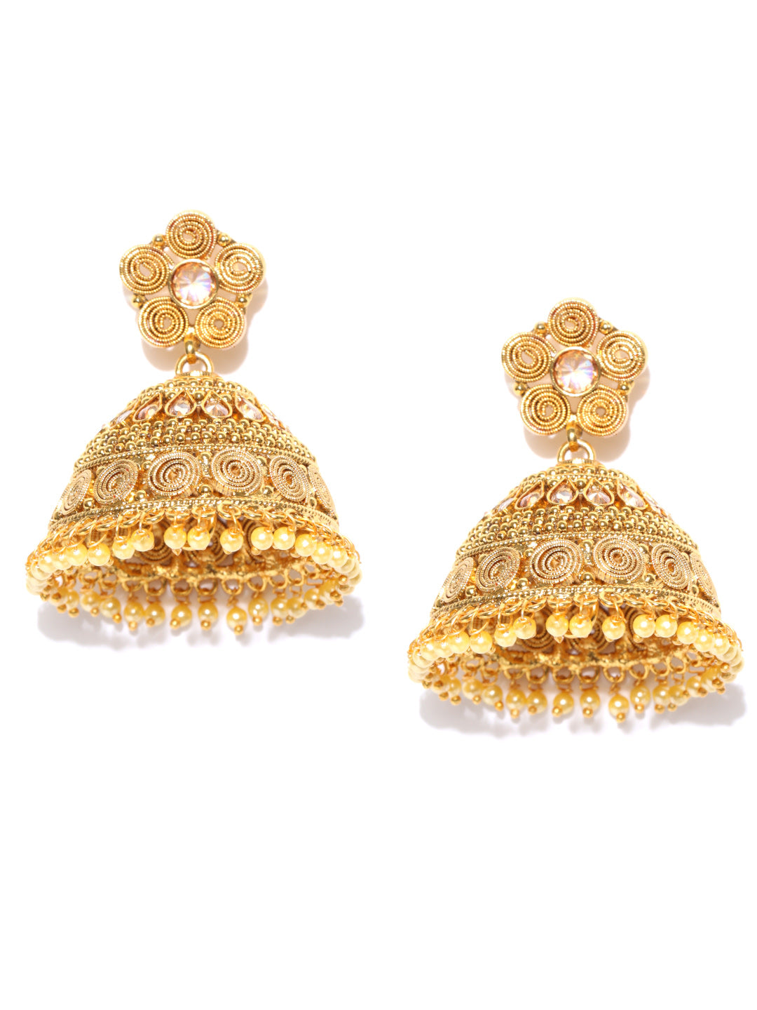 Party Wear 18k Gold Plated Pearl Jhumki/Jhumka Earrings For Girls and Women