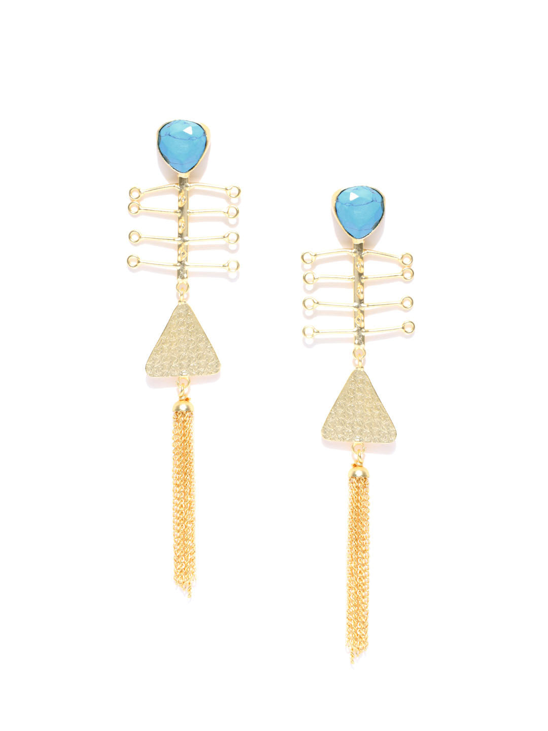 Limited Editon Elegant Triangle Design Magnificent Pair Of Colorful Turquoise Blue Tassel Earrings