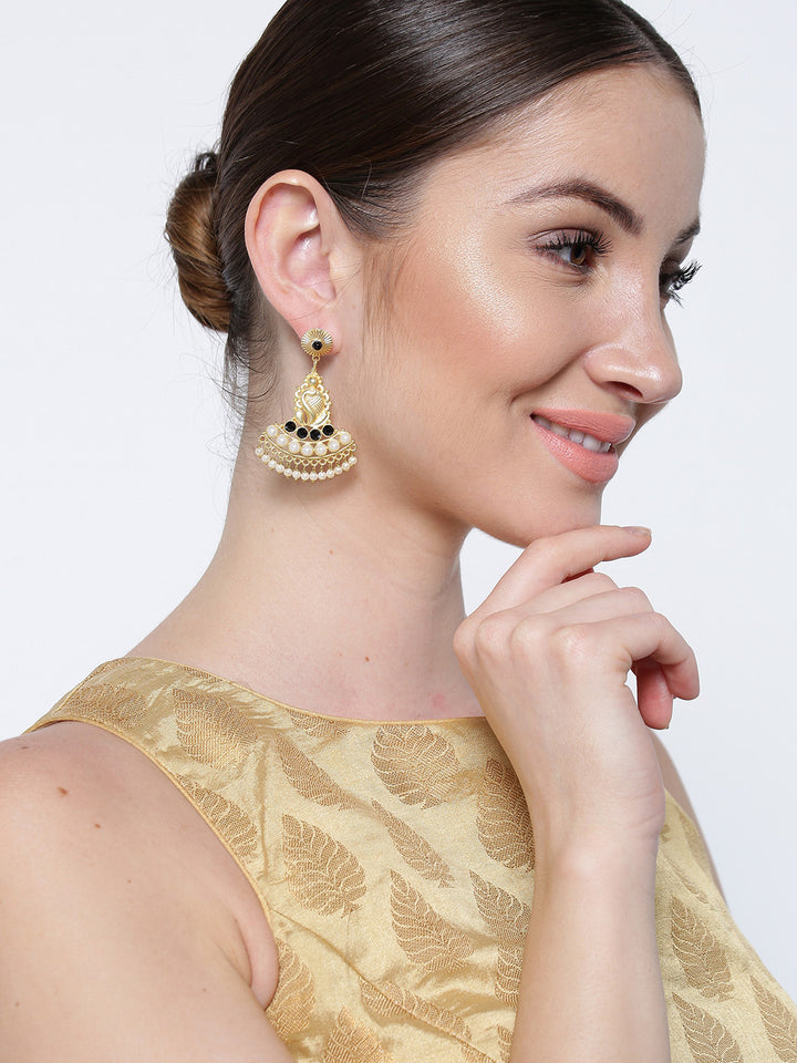 Gold Plated Peacock Inspired Teadrop Earrings
