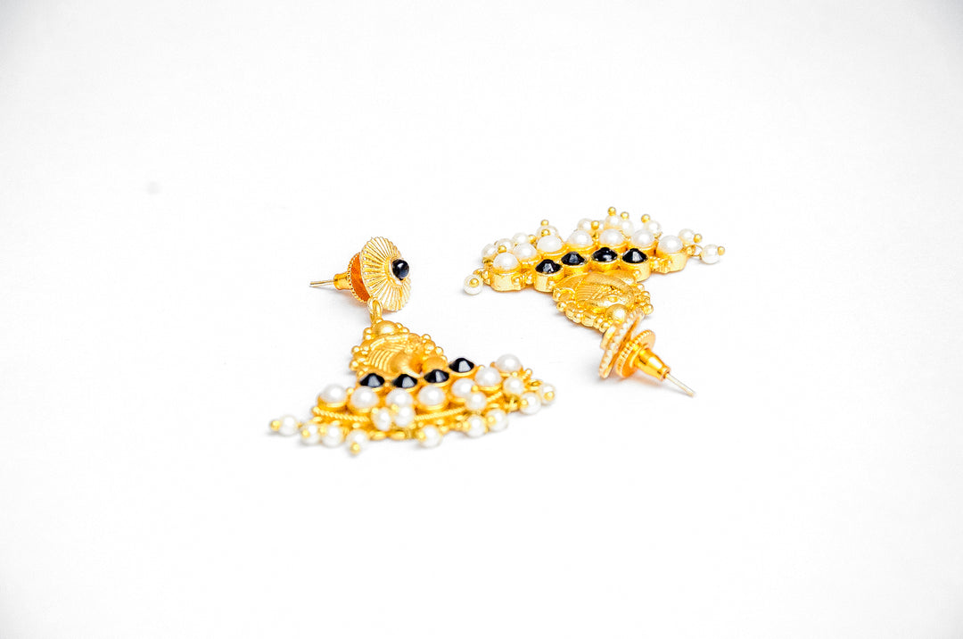 Gold Plated Peacock Inspired Teadrop Earrings