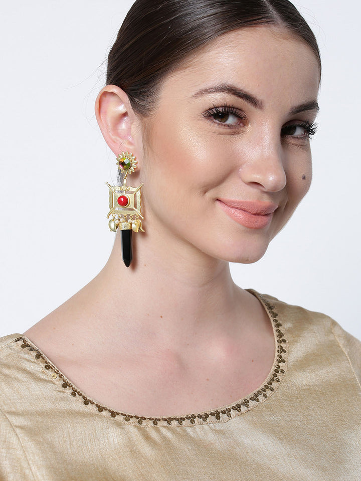 Gold Plated Hanging Paisley Earrings
