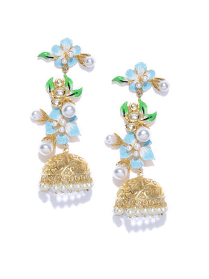 Gold Plated Flower Jhumki Earrings