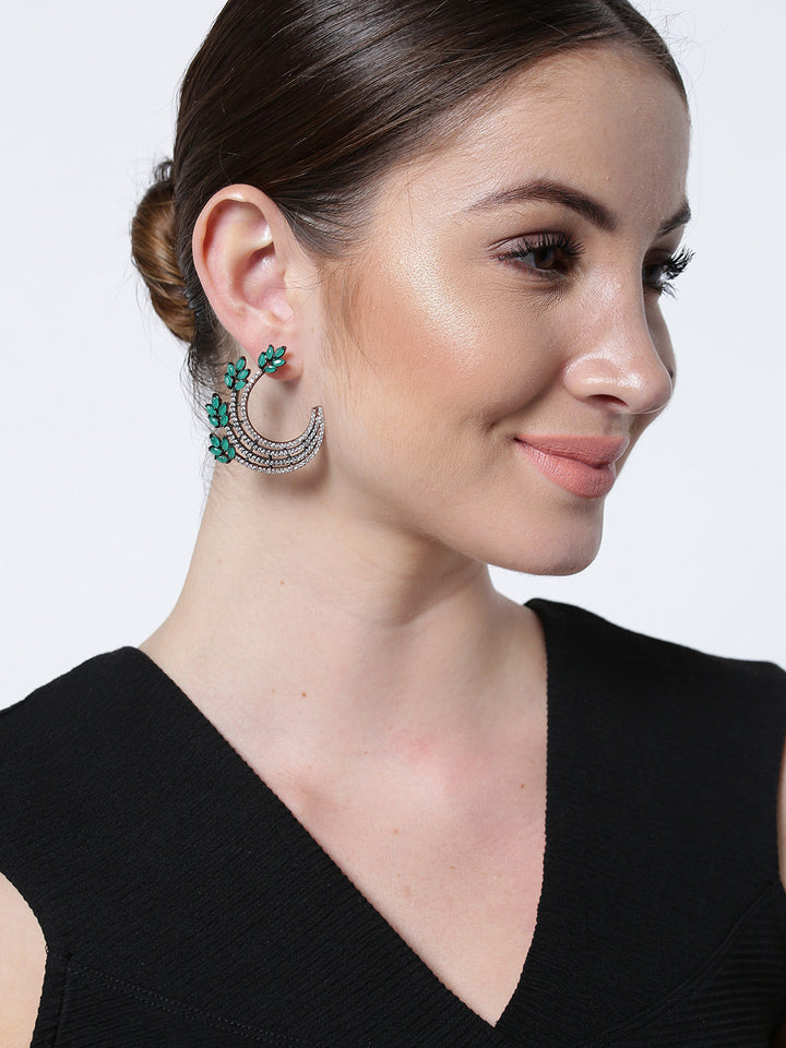 Elegant Green Leaf Studs Earrings