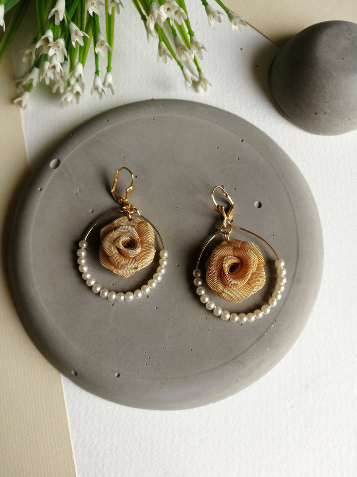 Flowral Pearl Bali Earrings