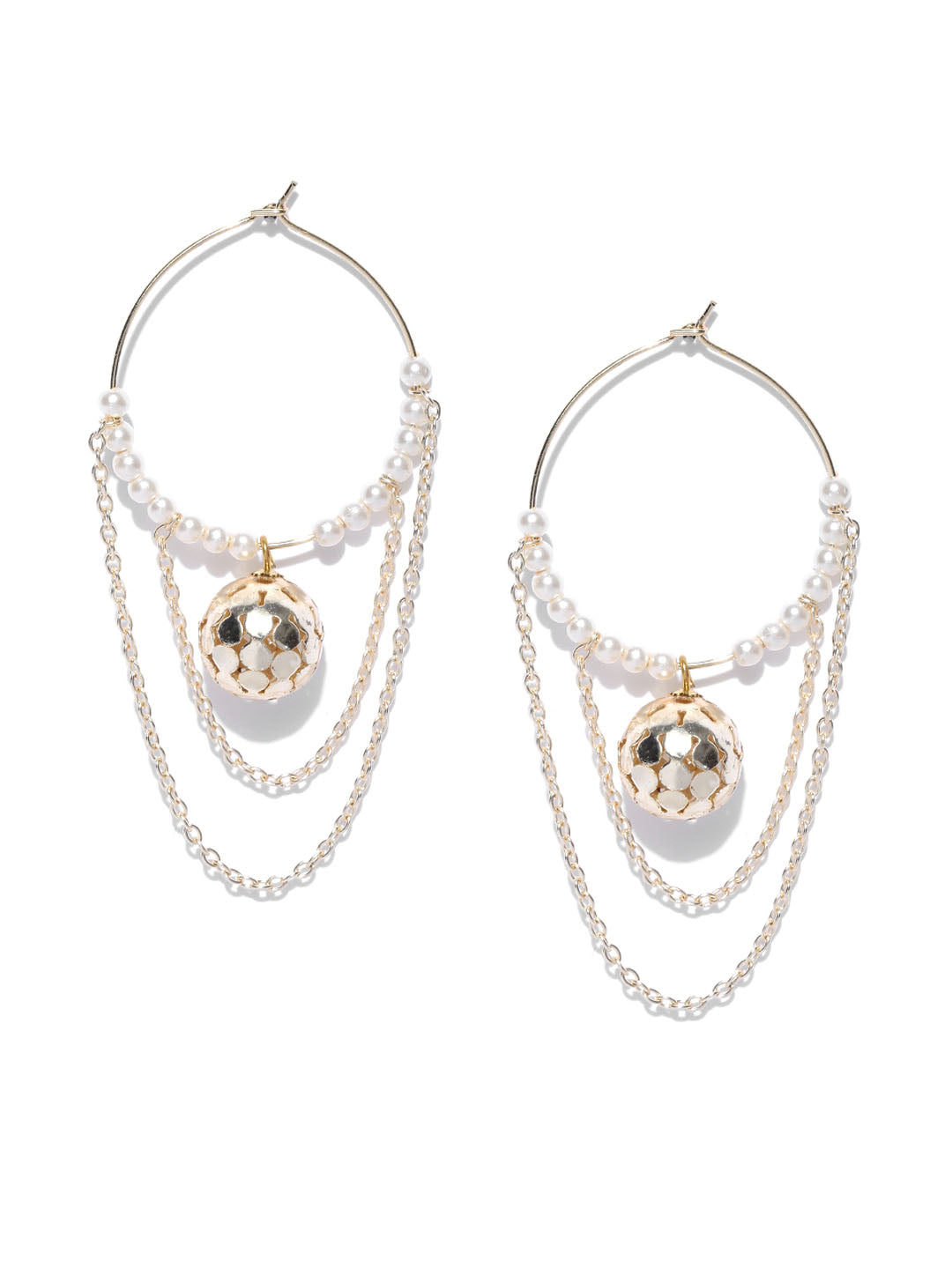 Pearl Drop Hoop Bali Earrings