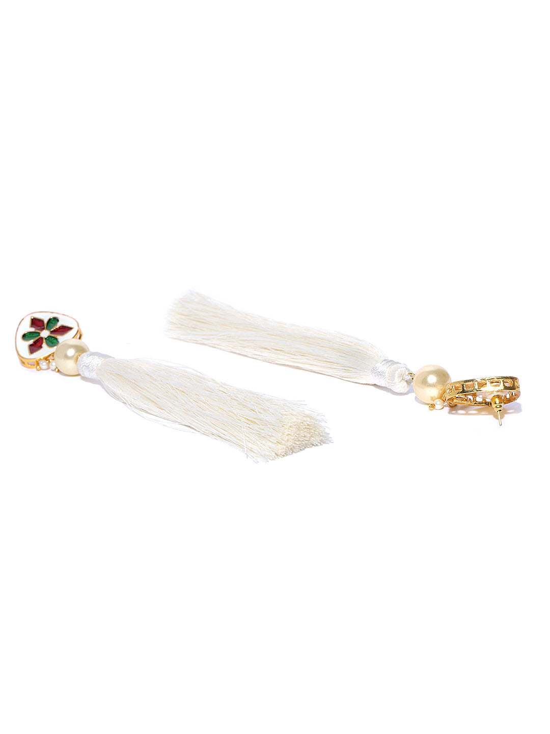 White Long Tasseled Earrings for Women & Girls