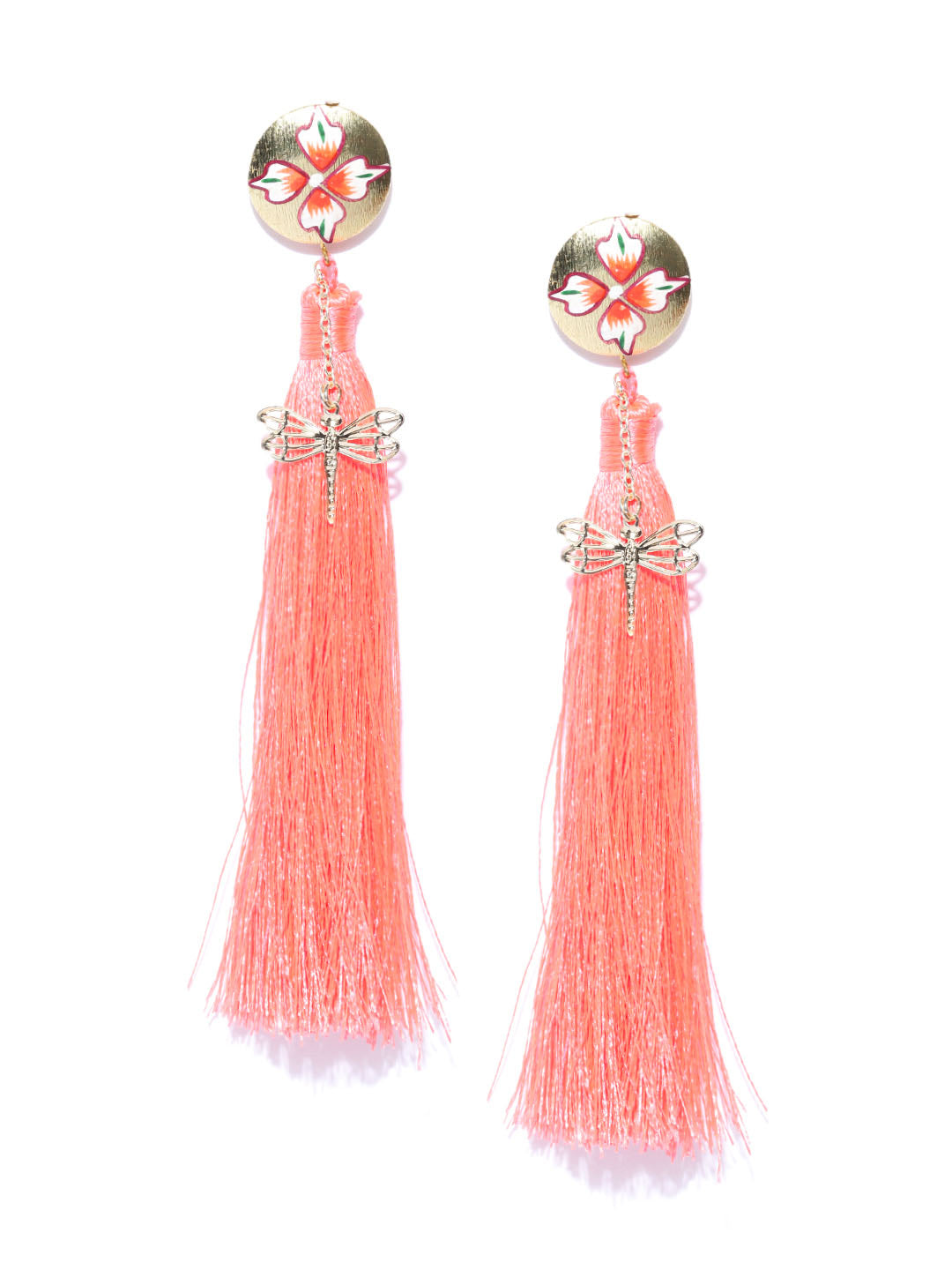 Orange Long Tasseled Earrings for Women & Girls