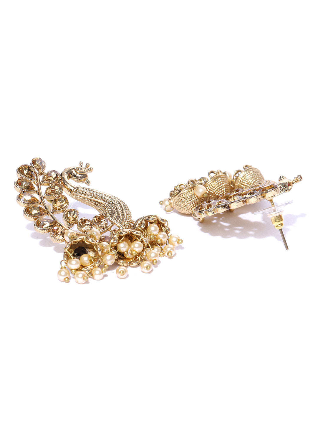 Gold Plated Peacock Shaped Earrings For Women