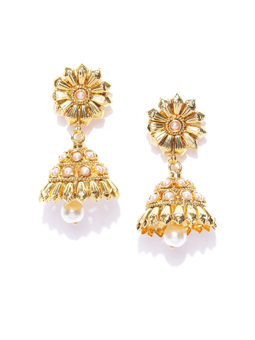 Off-White 18K Gold-Plated Pearl Handcrafted Jhumkas