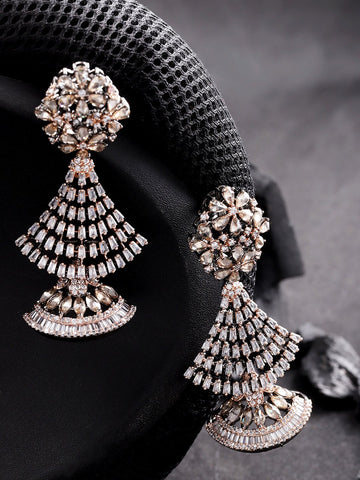 Antique Stone Studded Double Tone Jhumka style Drop Earrings For Women And Girls