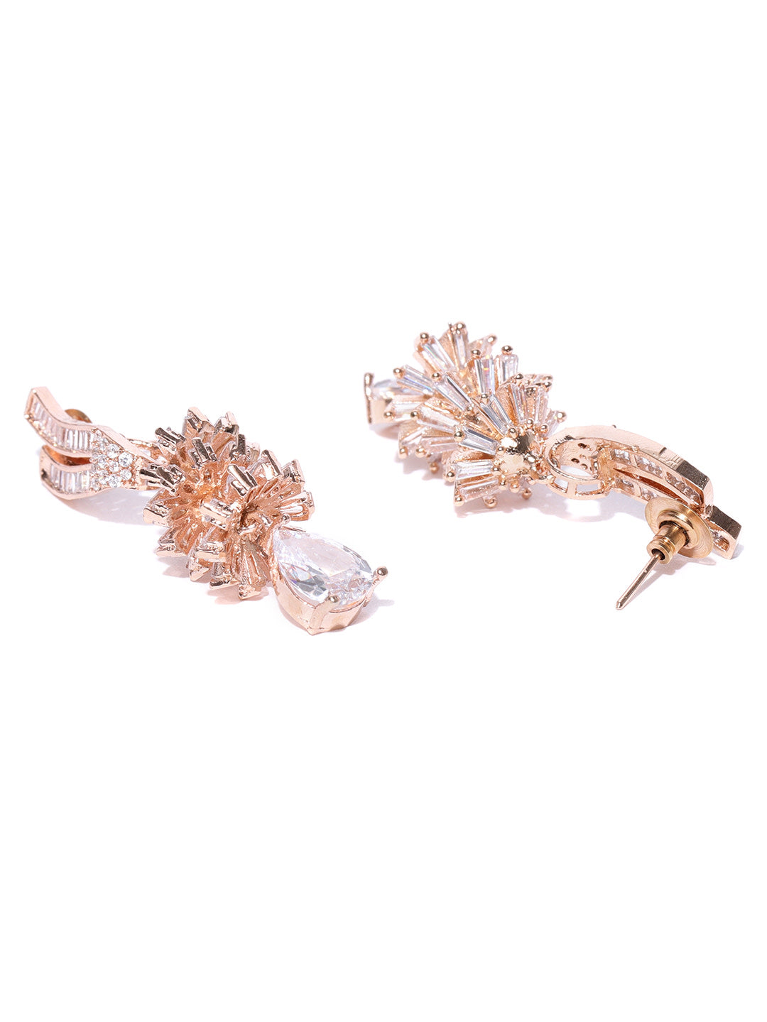 Sparkling Rose Gold American Diamond Drop Earring For Women And Girls