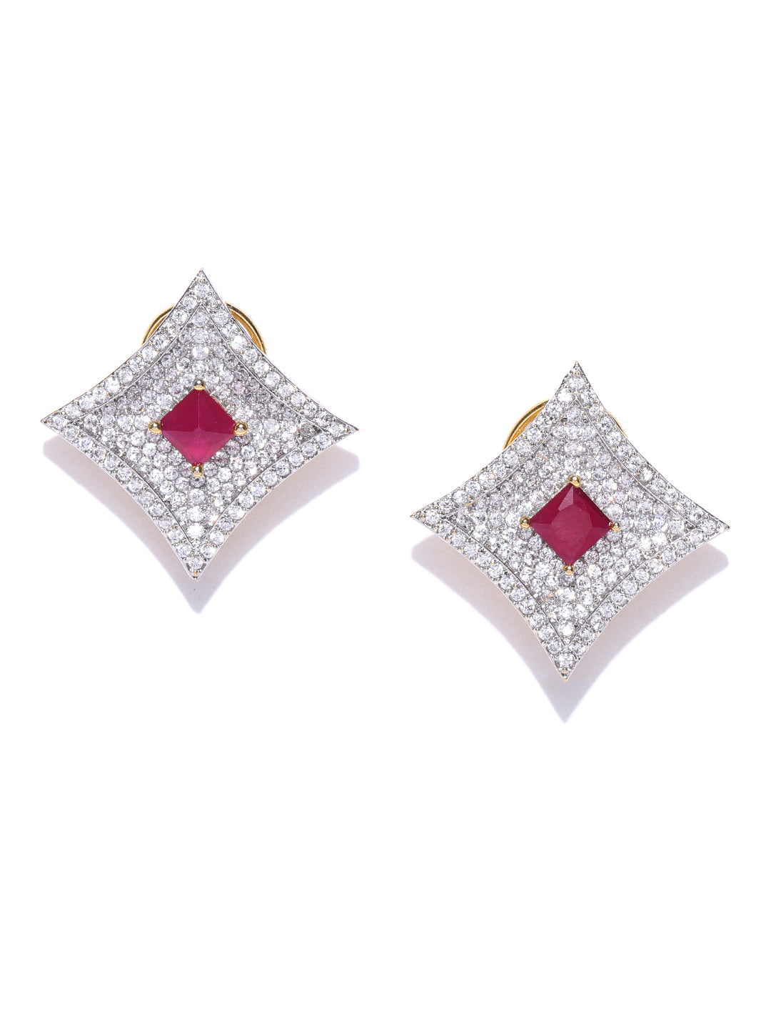 Geometric Shaped American Diamond Stud Earring For Women And Girls