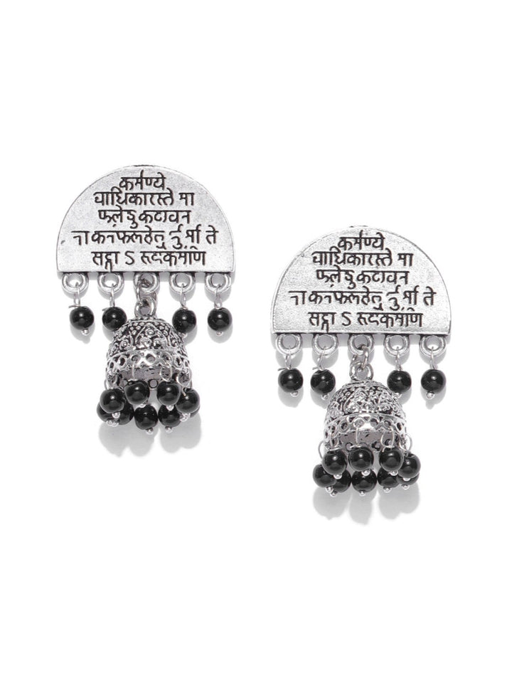 Oxidized Gayatri Mantra Jhumka/Jhumki Earrings for Girls and Women