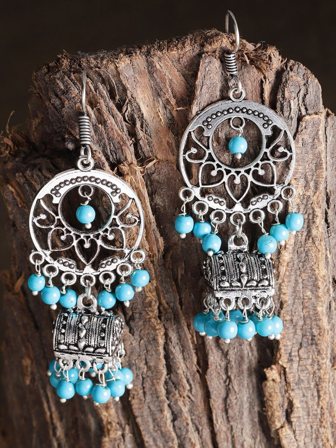 Floral Oxidised Jhumka Earrings for Girls and Women