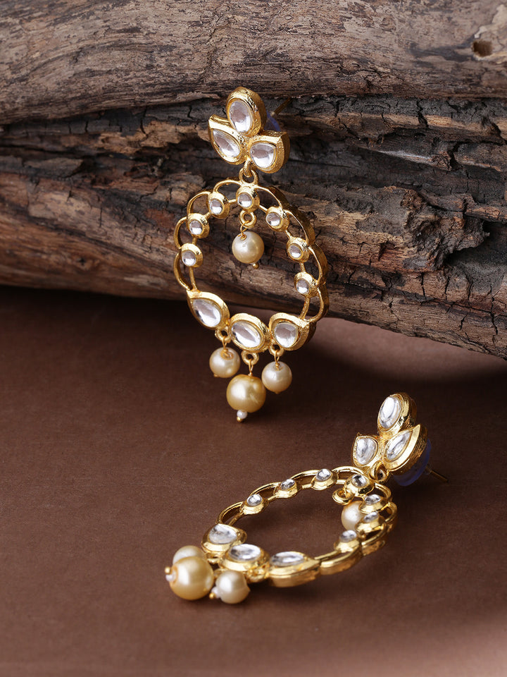 Designer Stone Studded Double tone Ball Shaped Drop Earring For Women And Girls