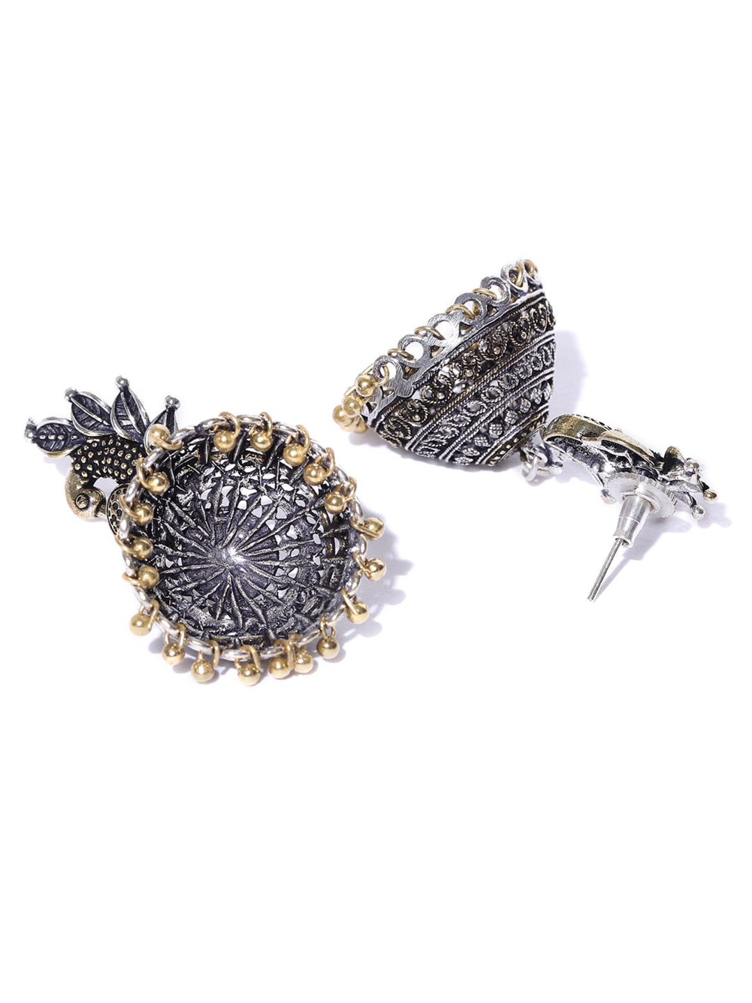 Classic German Silver Peacock Shape Jhumki Earrings For Women And Girls