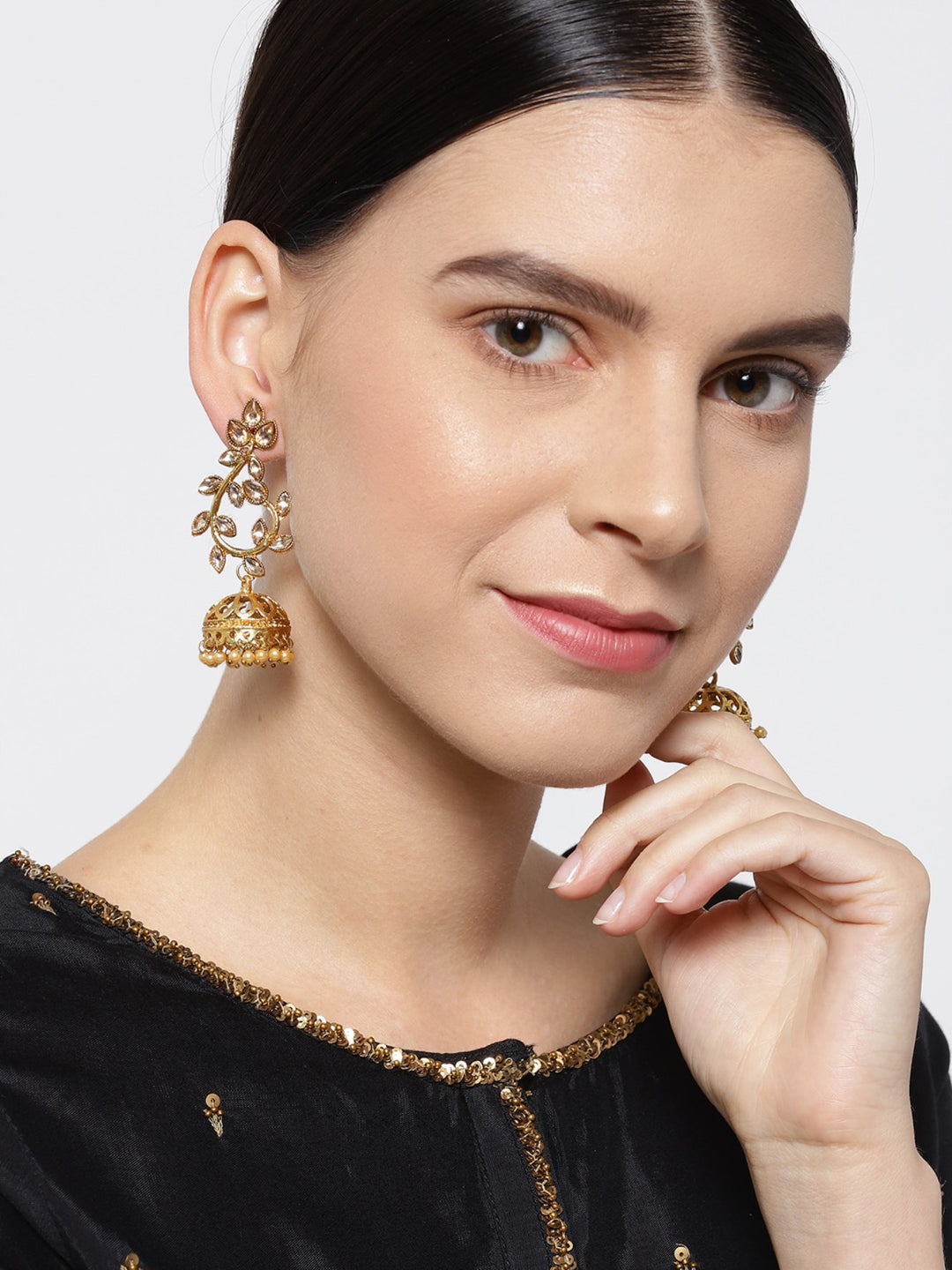 Designer Floral Gold Plated Jhumki Earrings For Women And Girls