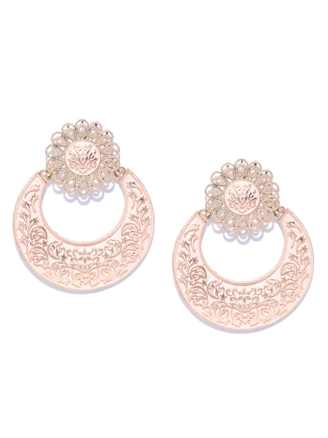 Designer Gold Plated Peach Colour Chandbalis Drop Earrings For Women and Girls