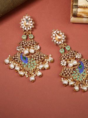 Gold-Plated Pearls Studded Earrings