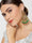 Gold-Plated Stones Studded Peacock Inspired Drop Earrings with Green Beads Drop