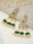 Gold-Plated Stones Studded Beaded Tassel Earrings In Green Color