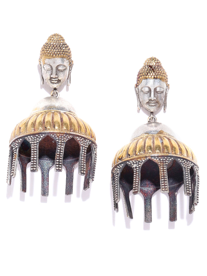 Oxidized Dual-Toned Buddha Inspired Jhumka Earrings