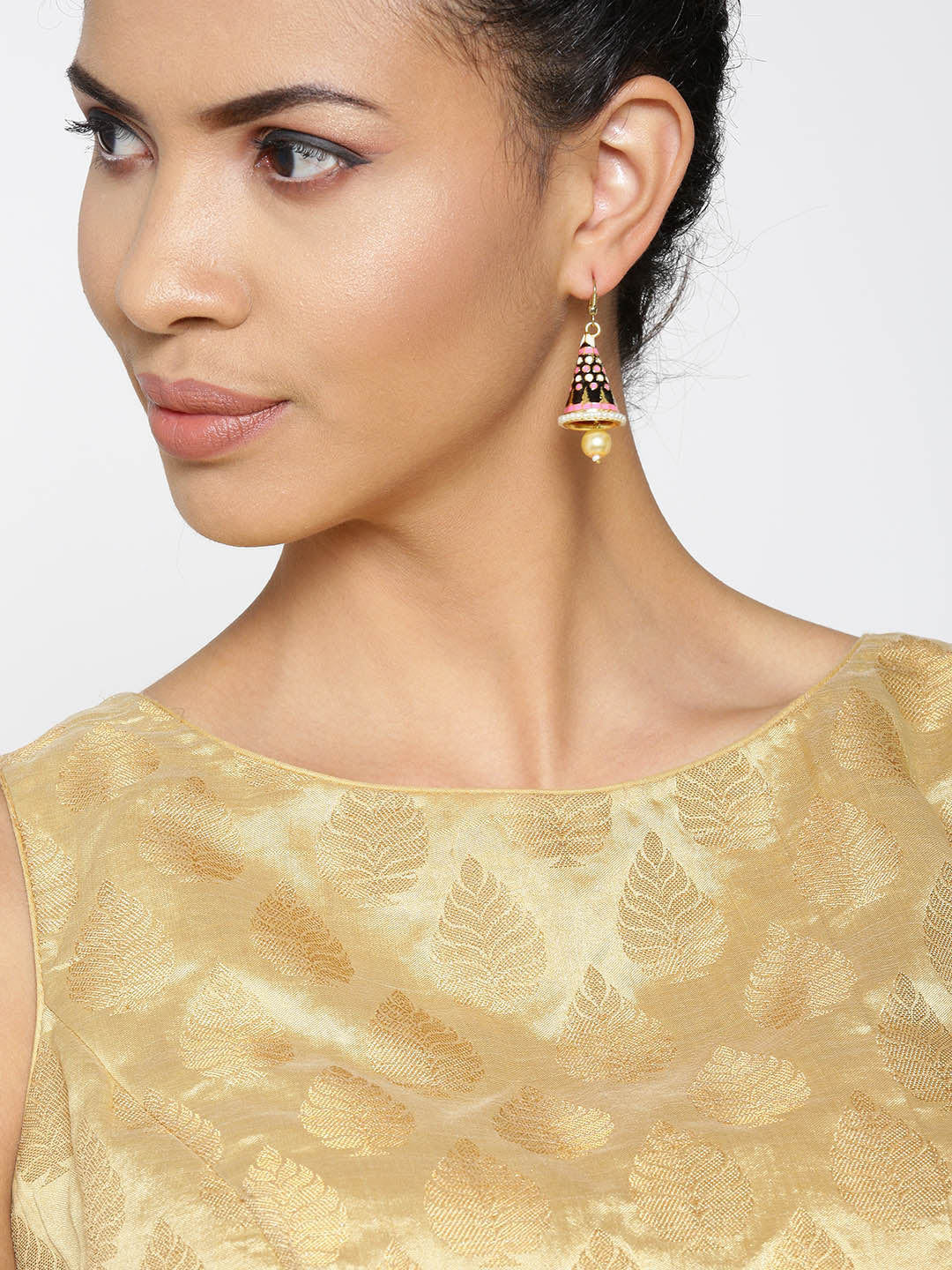 Gold Plated Meenakari Cone Shaped Multicolor Drop Earrings