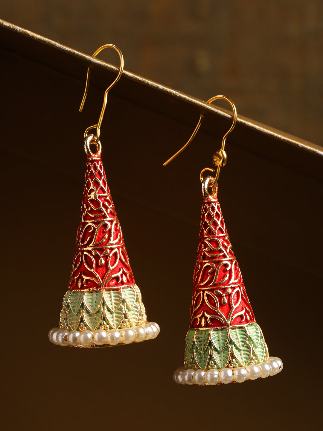 Buy Fashweave Antique Design Terracotta Traditional Cone Shaped Earrings  for Womens and Girls (Black) at Amazon.in