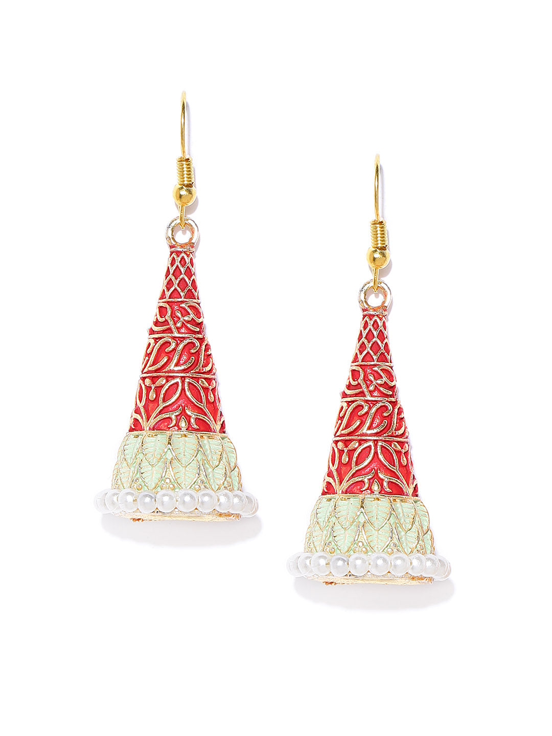 Get 3D Pyramid Shaped Carved Earrings at ₹ 2920 | LBB Shop