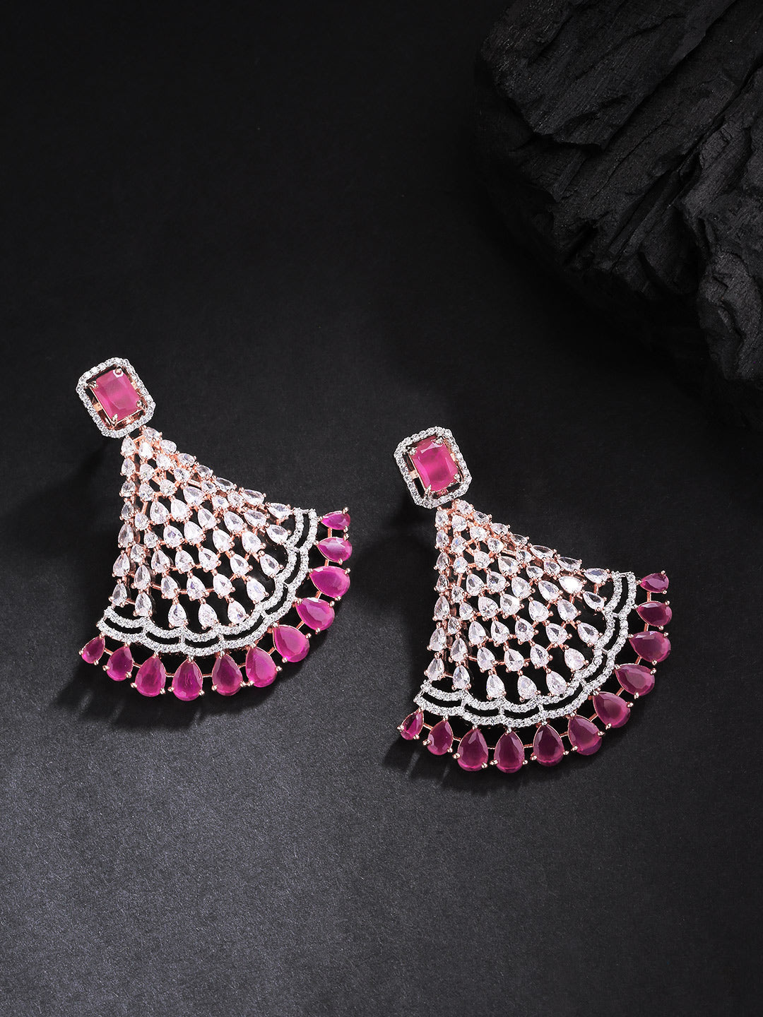 American Diamond Oversized Drop Earrings – Priyaasi