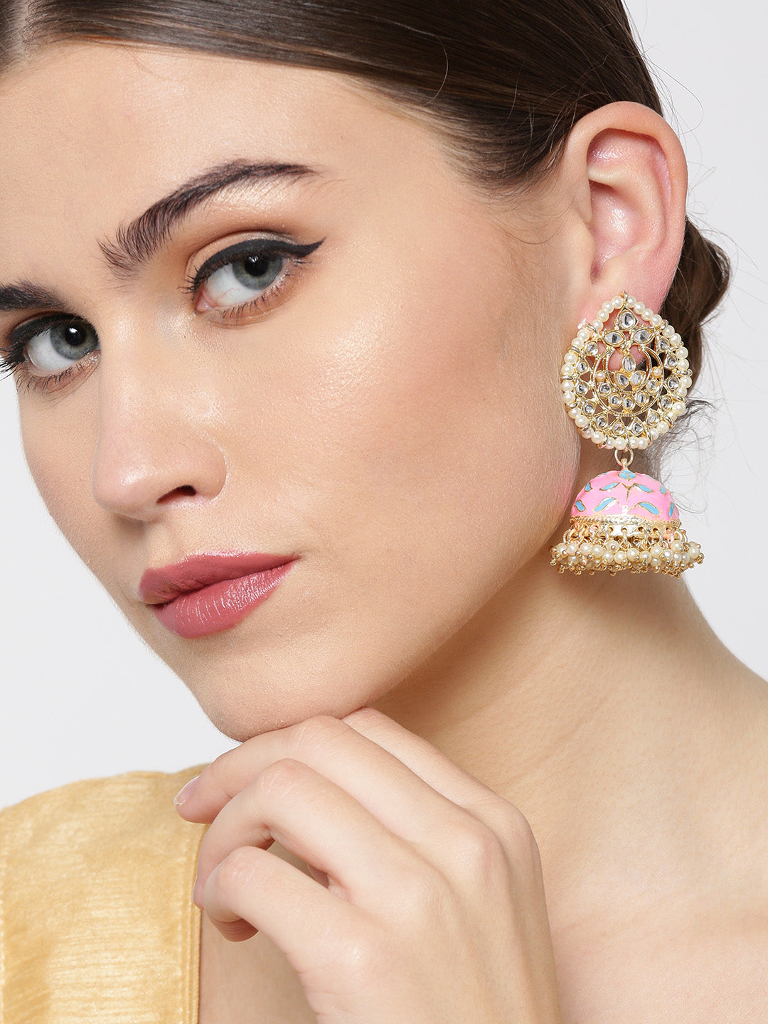 Earrings & Studs | Traditional Stone Stylish Kundan Earrings/Jhumkas |  Freeup