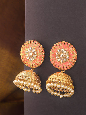 Gold Plated Meenakari Jhumka Earrings