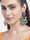 Gold-Plated Kundan Studded Drop Earrings With Green Beads