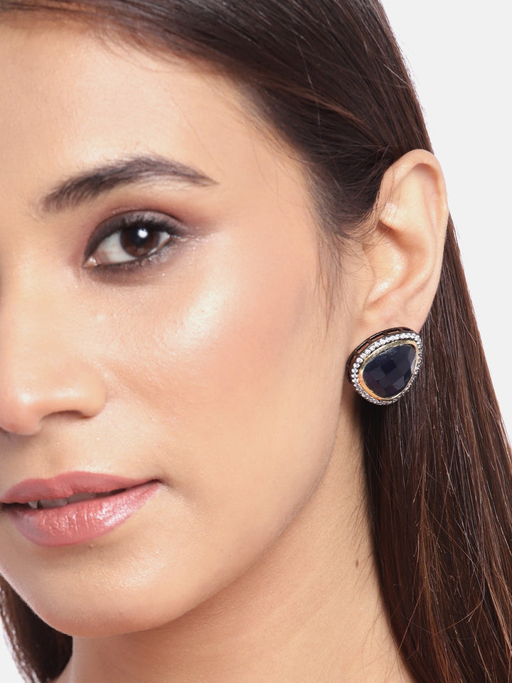 Silver-Plated Artificial Stone Studded earrings