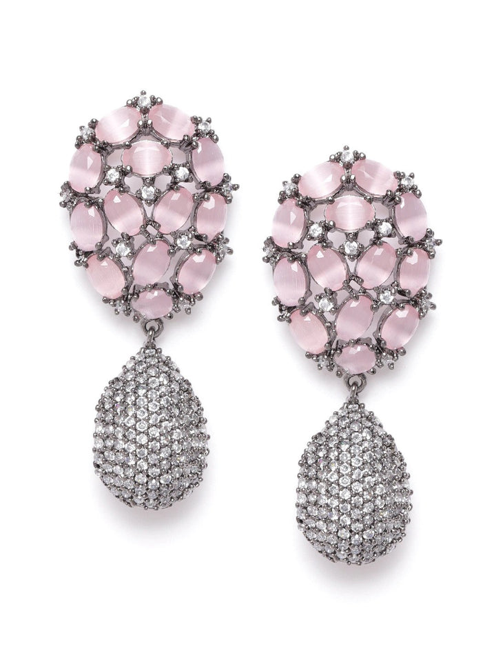 Silver-Plated Artificial Stone Studded Drop earrings