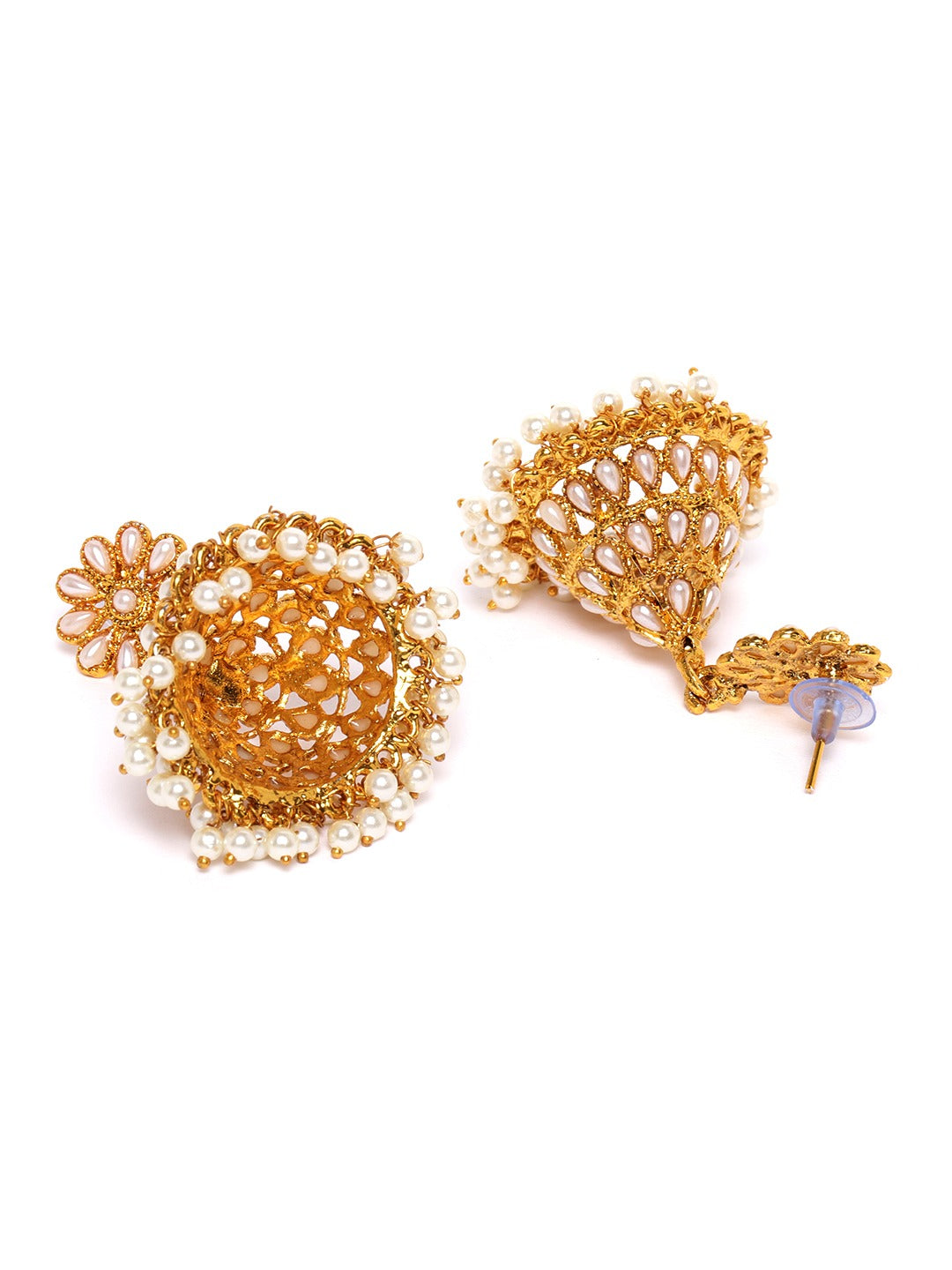 Gold Plated Pearl Studded Jhumkas