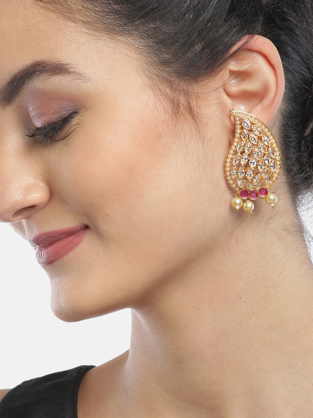 Gold Plated Kundan Studded Earrings