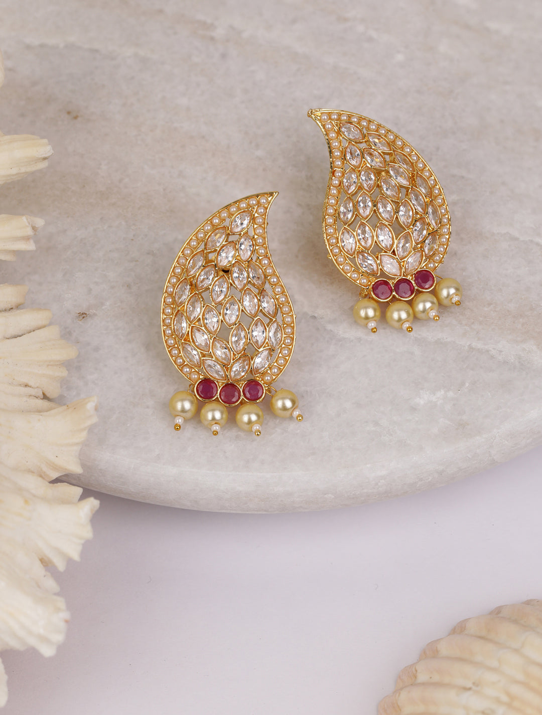 Gold Plated Kundan Studded Earrings